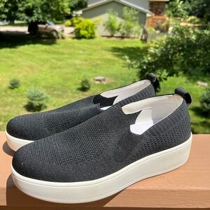 Alegria Black and White Slip-On Sneakers with Padded Collar